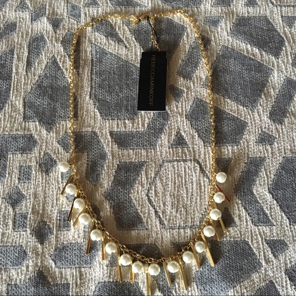 Rebecca Minkoff Gold Fringe Pearl Charm Necklace - Picture 3 of 7